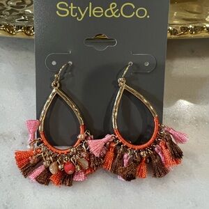 Style & Co. Gold Earrings with Colorful Tassels